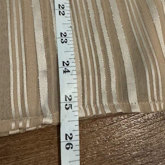 Express Striped Sheer Mock Neck Blouse Champagne Beige Elegant Holiday L READ - Picture 10 of 11